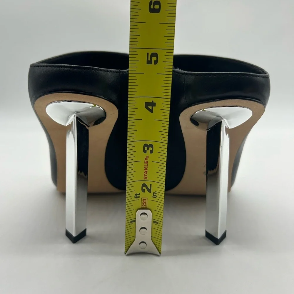 Michael Kors Halle Mule Pump Leather Black Pointed Toe Heels Size 7.5M NIB - Picture 8 of 14
